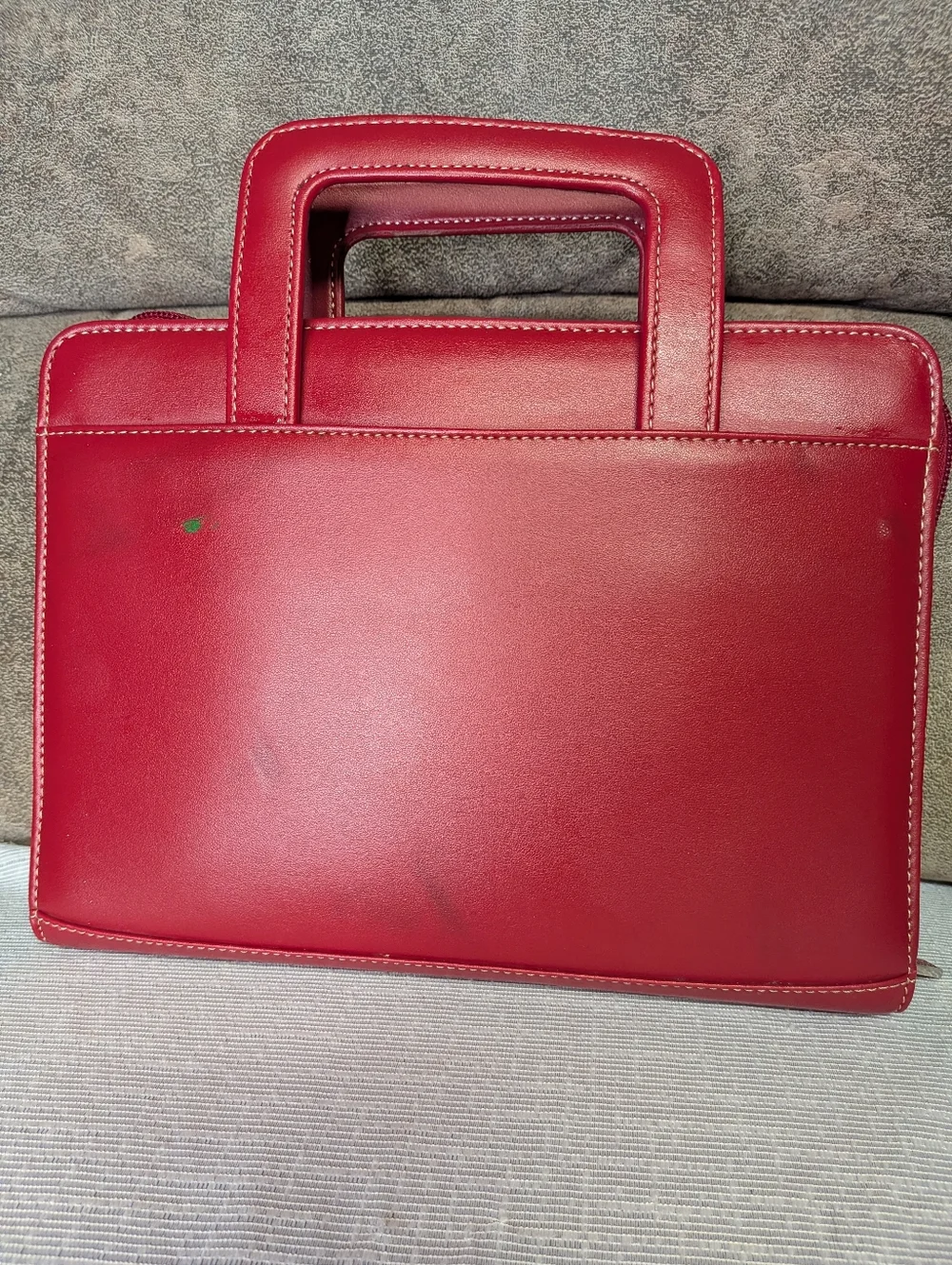 Day One FranklinCovey Red Leather Organizer Briefcase Portfolio Binder